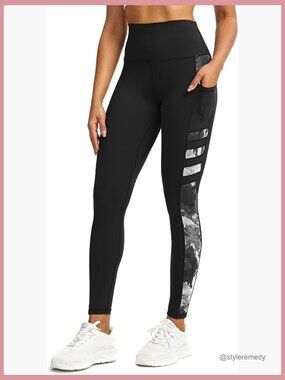 High Waisted Yoga Pants with Pockets, 4 Way Stretch Active Leggings